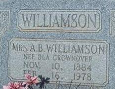 Mrs A.B. (Ola) Crownover Williamson on Sysoon