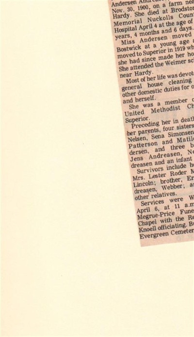 Myrtle Andreasen on Sysoon