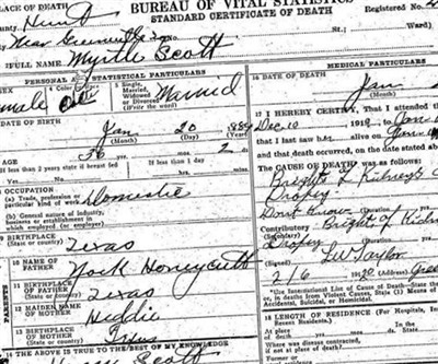 Myrtle Honeycutt Scott on Sysoon