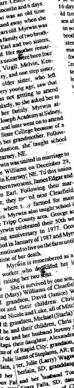 Myrwin Bissell Williams on Sysoon