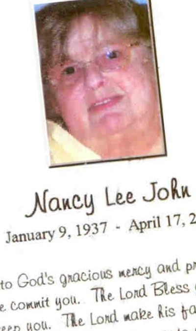 Nancy Lee Wright John on Sysoon
