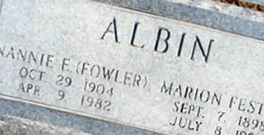 Nannie E. Fowler Albin on Sysoon