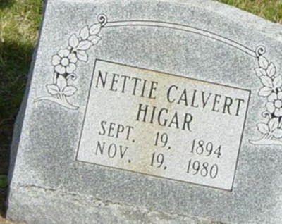 Nettie Calvert Higar on Sysoon