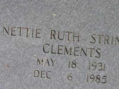 Nettie Ruth Stringer Clements on Sysoon