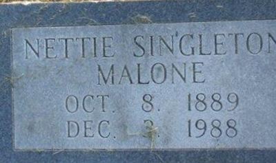 Nettie Singleton Malone on Sysoon