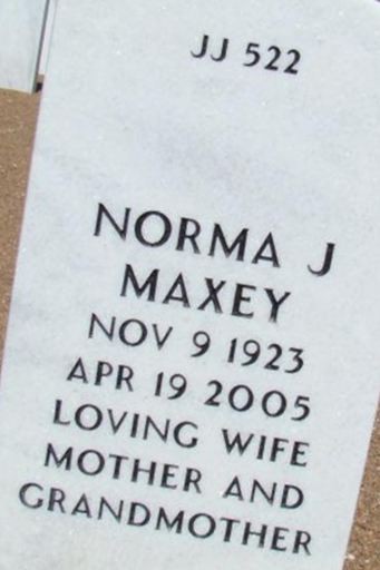 Norma J Maxey on Sysoon