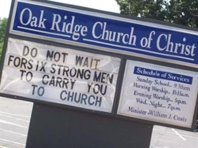 Oak Ridge Church of Christ on Sysoon