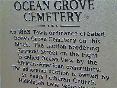 Ocean Grove Cemetery on Sysoon