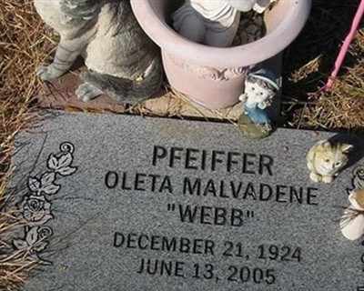 Oleta Malvadene "Webb" Pfeiffer on Sysoon
