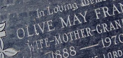 Olive May Frantz on Sysoon