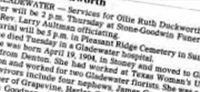 Ollie Ruth Goodner Duckworth on Sysoon