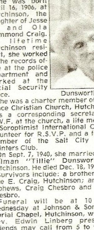 Ona F Craig Dunsworth, Find a grave on Sysoon Ona F Craig Dunsworth on Sysoon