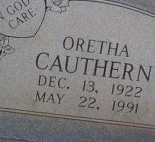 Oretha Cauthern on Sysoon