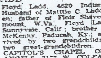 Otho Floyd Ladd on Sysoon