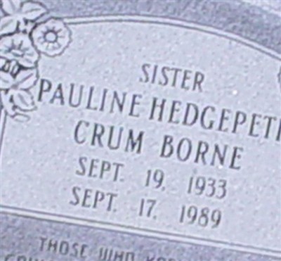 Pauline Hedgepeth Crum Borne on Sysoon