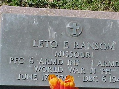 PFC Leto E. Ransom on Sysoon