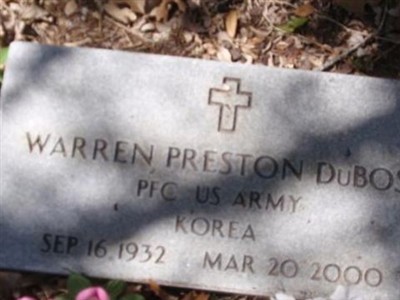 PFC Warren Preston DuBose on Sysoon