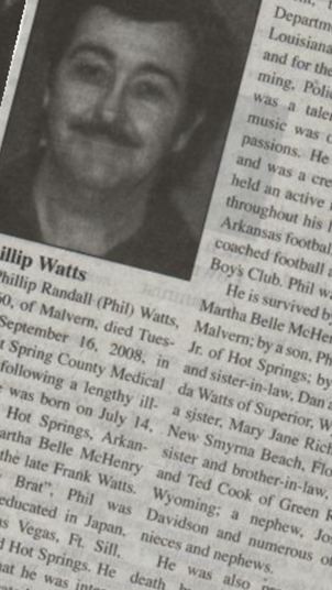 Phillip Randall "Phil" Watts, Find a grave on Sysoon Phillip Randall "Phil" Watts on Sysoon