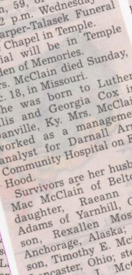 Phyllis Ann McCLAIN on Sysoon