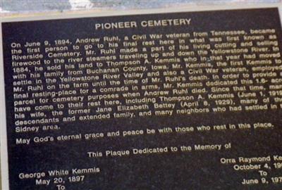 Pioneer Cemetery on Sysoon