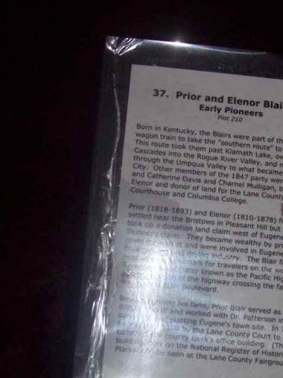 Prior F Blair on Sysoon