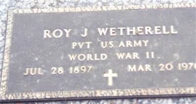 Pvt Roy J. Wetherell on Sysoon