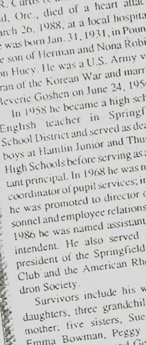 R. "Curt" Curtis Huey on Sysoon