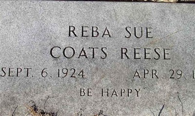 Reba Sue Coats Reese on Sysoon