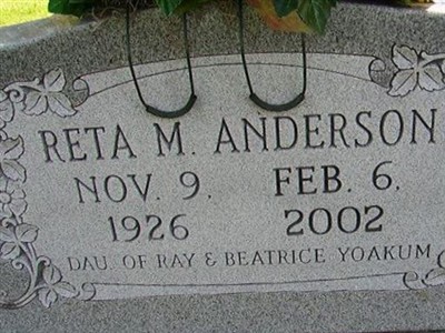Reta M Anderson on Sysoon