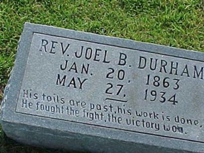 Rev Joel Booker Durham on Sysoon