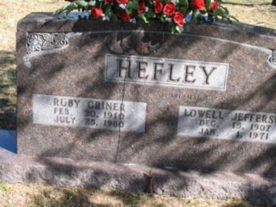 Ruby Criner Hefley on Sysoon
