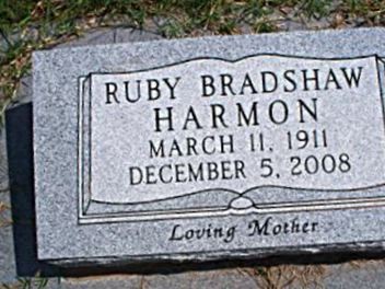Ruby Lee Bradshaw Harmon on Sysoon