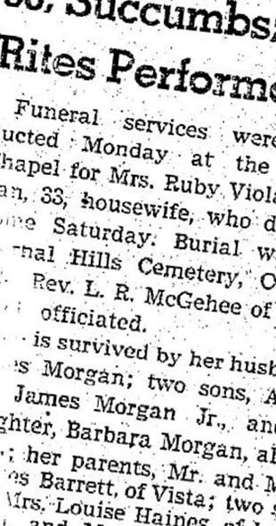 Ruby Viola Barrett Morgan on Sysoon