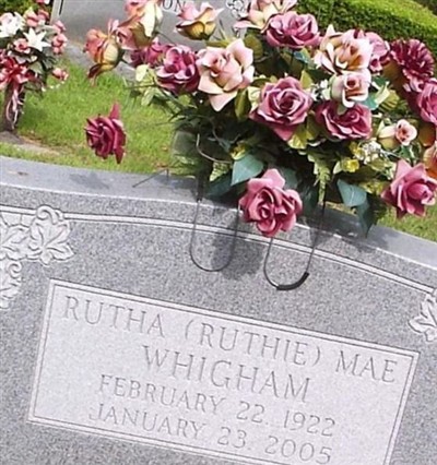 Rutha Mae "Ruthie" Whigham on Sysoon