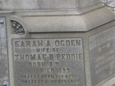 Sarah A Ogden Peddie on Sysoon
