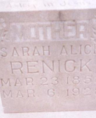 Sarah Alice Bean Bruster Renick on Sysoon