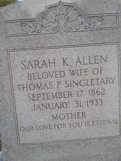 Sarah K. Allen Singletary on Sysoon