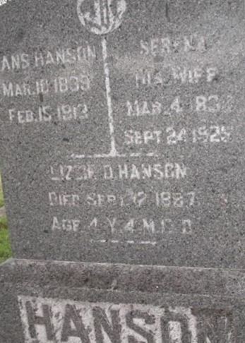 Serena Hanson, Find a grave on Sysoon Serena Hanson on Sysoon