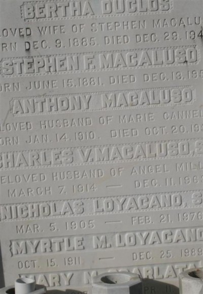 Stephen F Macaluso, Find a grave on Sysoon Stephen F Macaluso on Sysoon