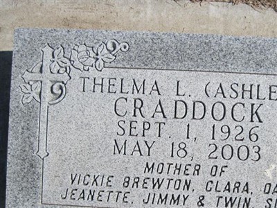 Thelma L Ashley Craddock on Sysoon