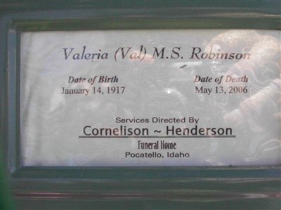 Valeria (Val) M. S. Robinson on Sysoon