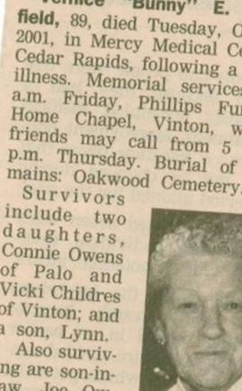 Vernice "Bunny" E Overfield on Sysoon