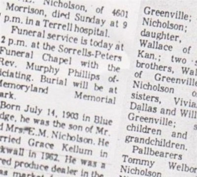 Vernon E. Nicholson on Sysoon