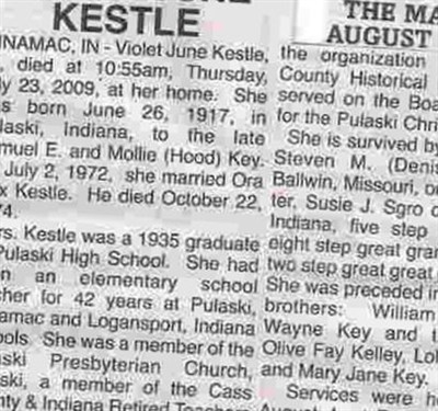 Violet June Key Kestle on Sysoon