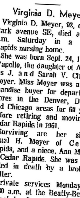 Virginia D. Meyer on Sysoon