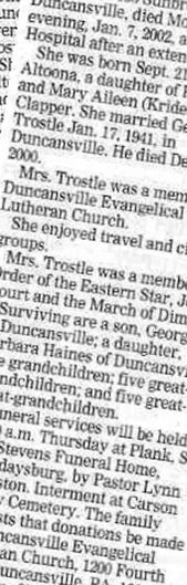 Virginia L Clapper Trostle on Sysoon