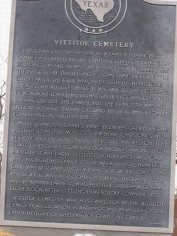 Vittitoe Cemetery on Sysoon