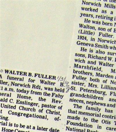 Walter B Fuller on Sysoon