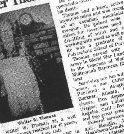 Walter W. Thomas on Sysoon