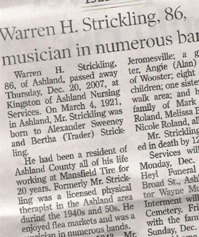 Warren H Strickling on Sysoon